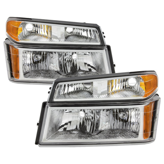 xTune Chevy Colorado 04-12 OEM Headlights w/ Bumper Lights Chrome HD-JH-CCOL04-SET-C