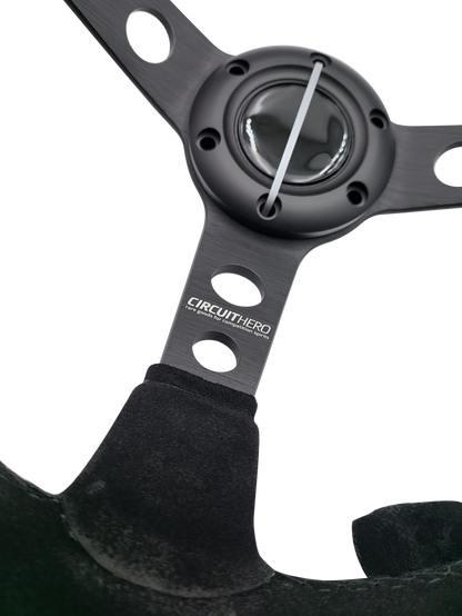 3 Spoke Steering Wheel with Holes 345mm/70mm Dish 6 Bolt