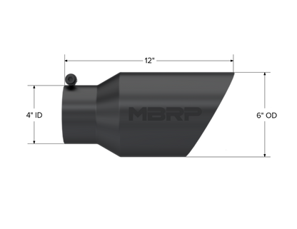 MBRP Universal Tip 6 O.D. Dual Wall Angled 4 inlet 12 length - Black Finish