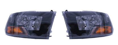 Raxiom 09-18 Dodge RAM 1500/2500/3500 Euro Style Headlights w/ Single Bulb- Blk Housing (Clear Lens)