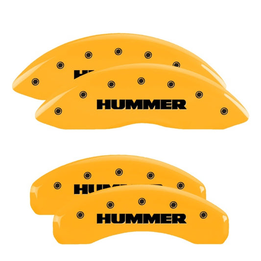 MGP 4 Caliper Covers Engraved Front & Rear Hummer Yellow Finish Black Char 2005 Hummer H2