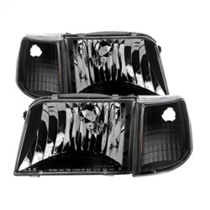 xTune Ford Ranger 93-97 Crystal Headlights w/ Corner Lights 4pcs Sets Black HD-JH-FR93-SET-BK