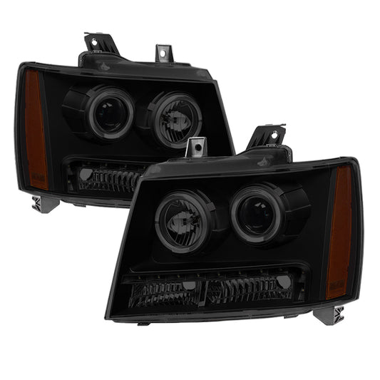 Xtune Chevy Suburban 1500/2500 07-14 Halo Projector w/LED Headlights Smoked PRO-JH-CSUB07-LED-BSM