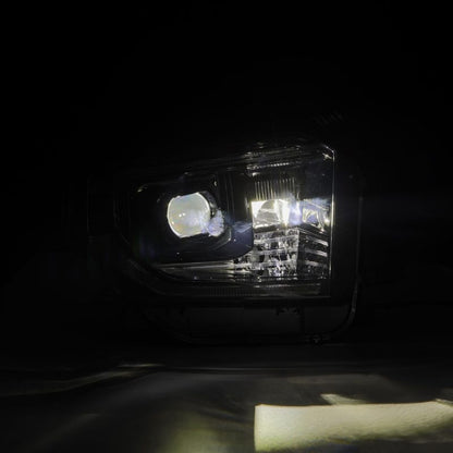 AlphaRex 14-21 Toyota Tundra LUXX-Series LED Proj Headlights Alpha-Blk w/Actv Light & Seq. Sig + DRL