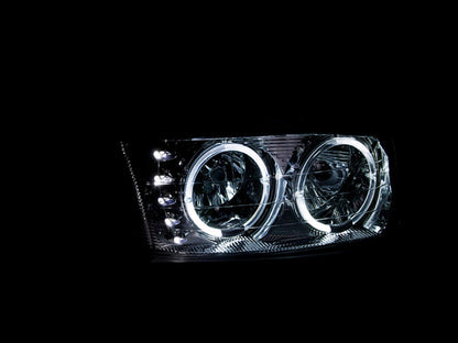 ANZO 1999-2006 GMC Sierra 1500 Crystal Headlights w/ Halo and LED Chrome
