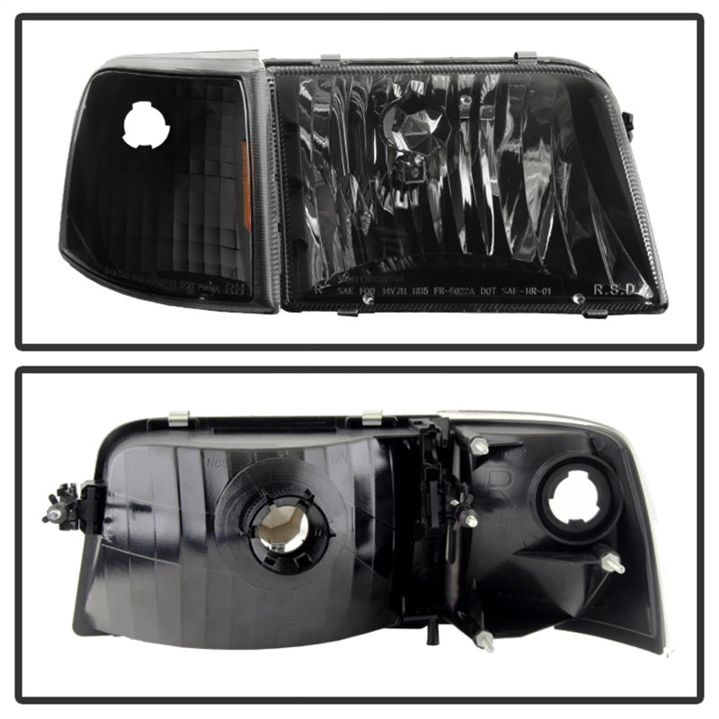 xTune Ford Ranger 93-97 Crystal Headlights w/ Corner Lights 4pcs Sets Black HD-JH-FR93-SET-BK