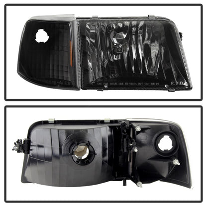 xTune Ford Ranger 93-97 Crystal Headlights w/ Corner Lights 4pcs Sets Black HD-JH-FR93-SET-BK