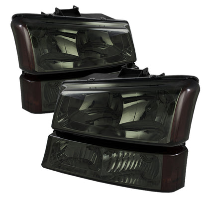 xTune Chevy Silverado 2500HD 03-06 Crystal Headlights w/ Amber Lights Smoke HD-JH-CSIL03-AM-SM-SET