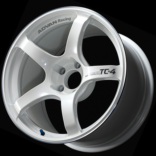 Advan TC4 18x8.5 +38 5x114.3 Racing White Metallic and Ring Wheel