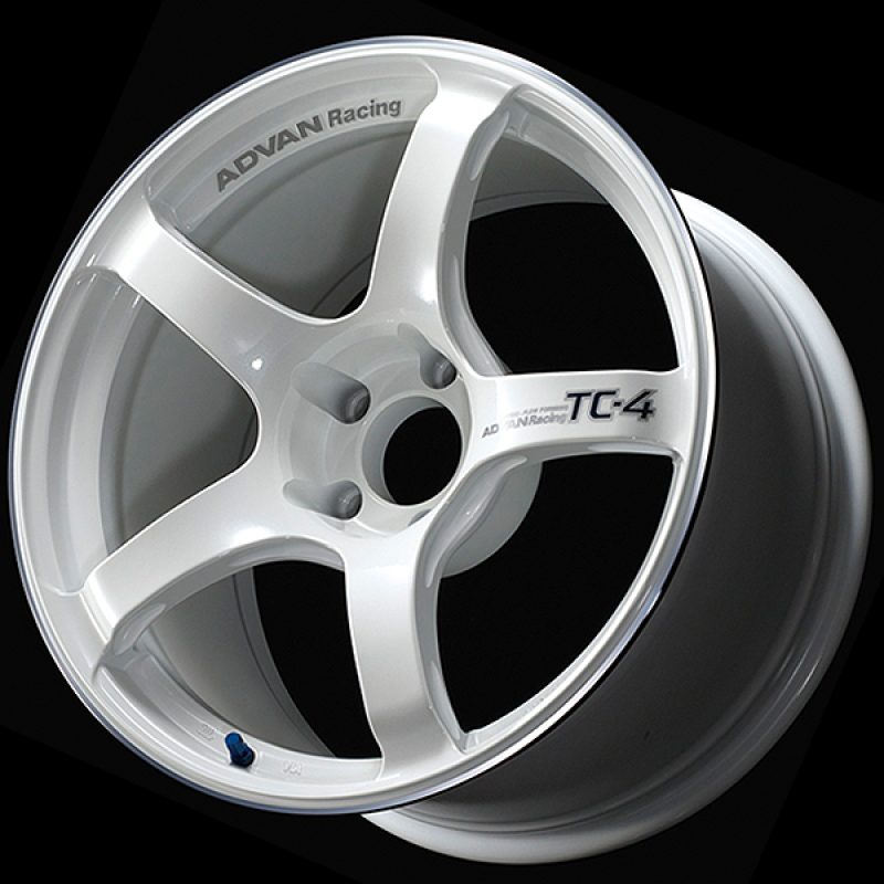 Advan TC4 18x9 +53 5x120 Racing White Metallic and Ring Wheel