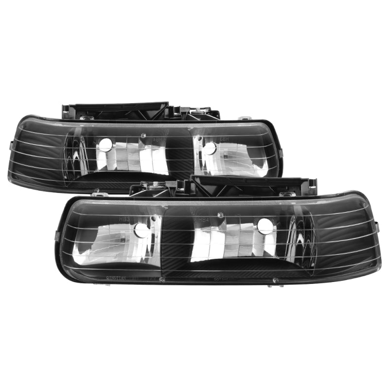 xTune Chevy Tahoe 00-06 Amber Crystal Headlights Black HD-JH-CSIL99-BK