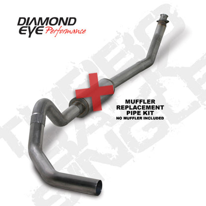 Diamond Eye KIT 4in Turbo Back MFLR RPLCMENT PIPE SGL SS: 98.5-02 DODGE CUMMINS 5.9L