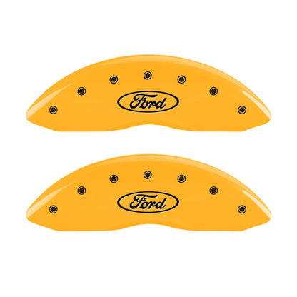 MGP 4 Caliper Covers Engraved F & R Oval Logo/Ford Yellow Finish Black Char 2005 Ford Excursion