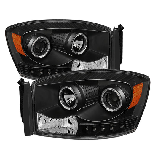 xTune Dodge Ram 1500 06-08 / Ram 2500/3500 06-09 Halo Projector Headlights Black PRO-JH-DR06-LED-BK