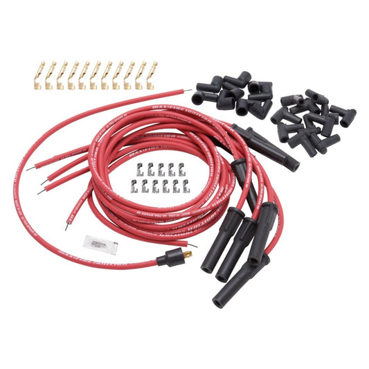 Edelbrock Spark Plug Wire Set Universal Flex Boots 50 Ohm Resistance 8 65mm Red Wire (Set of 9)