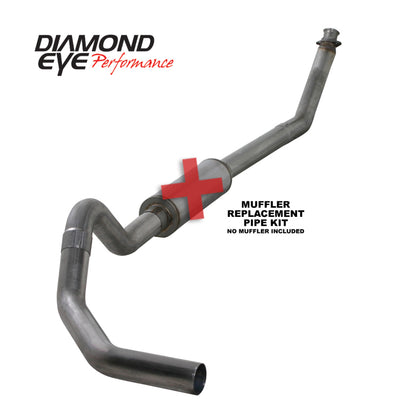 Diamond Eye KIT 4in Turbo Back MFLR RPLCMENT PIPE SGL SS: 98.5-02 DODGE CUMMINS 5.9L