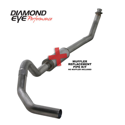 Diamond Eye KIT 4in Turbo Back MFLR RPLCMENT PIPE SGL SS: 98.5-02 DODGE CUMMINS 5.9L