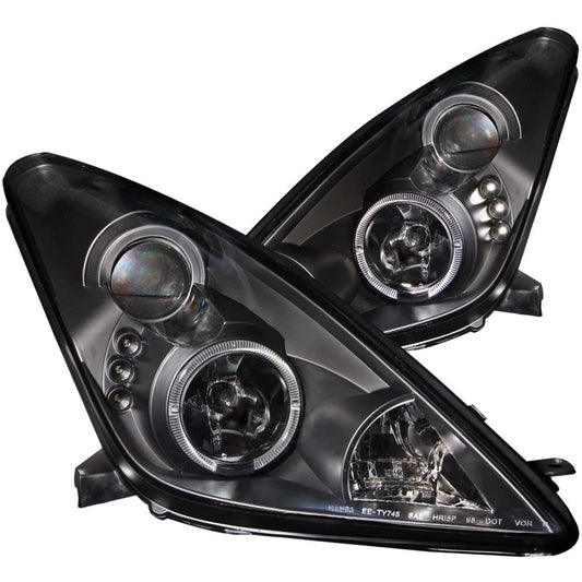 ANZO 2000-2005 Toyota Celica Projector Headlights w/ Halo Black