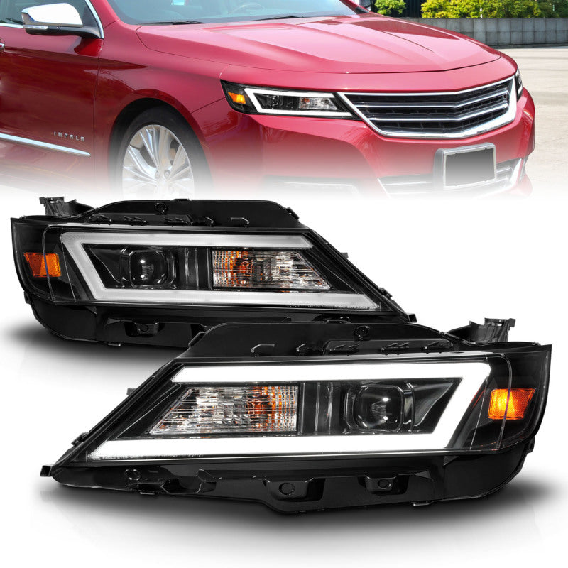 ANZO 14-20 Chevrolet Impala Square Projector LED Bar Headlights w/ Black Housing
