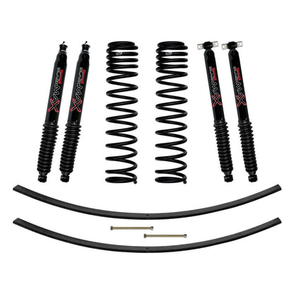 Skyjacker Jeep XJ 3in FR Dual Rate Long Coil Suspension Lift Kit w/RR Add-A-Leaf/Black Max Shocks