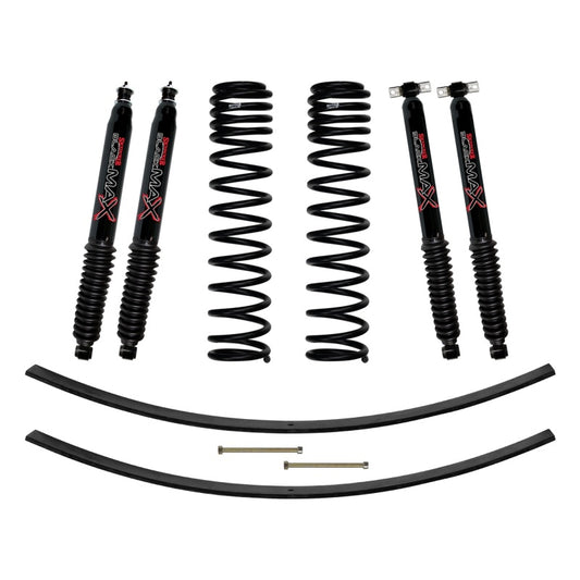Skyjacker Jeep XJ 3in FR Dual Rate Long Coil Suspension Lift Kit w/RR Add-A-Leaf/Black Max Shocks