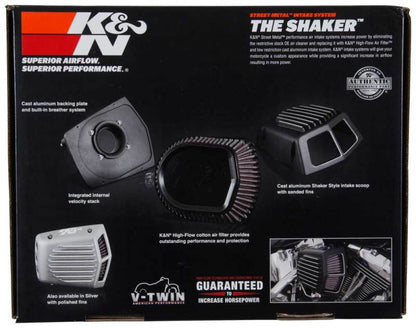 K&N Street Metal Intake System 01-16 Harley-Davidson Shaker Silver H/D Softail/Dyna Fl