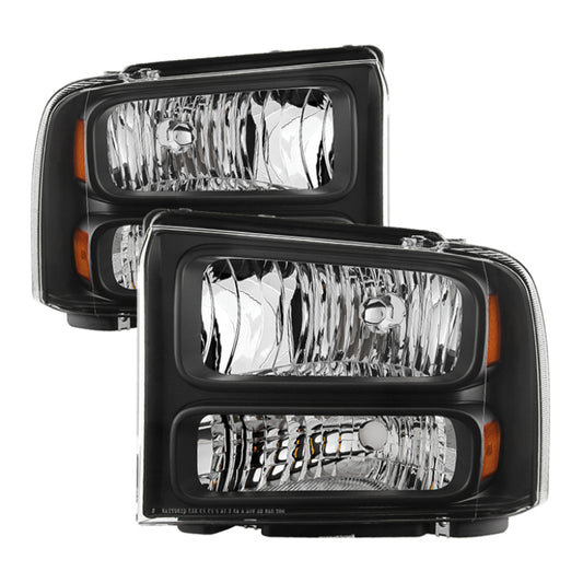 xTune Ford F250 F350 F450 Superduty Excursion 99-04 Headlights Black HD-JH-FF25099-HA-BK