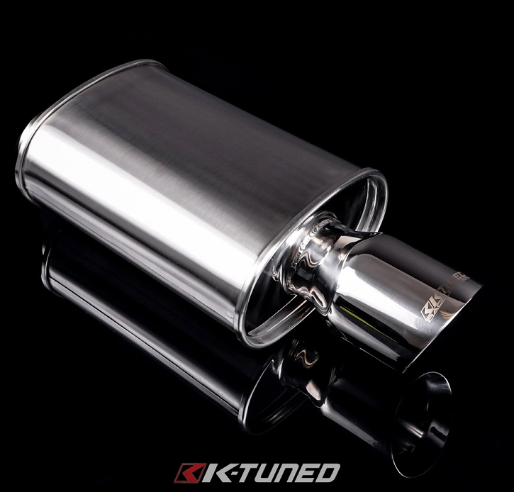 K-Tuned - Universal Muffler - Polished / Short (Offset Inlet / Center Outlet) 3" Inlet