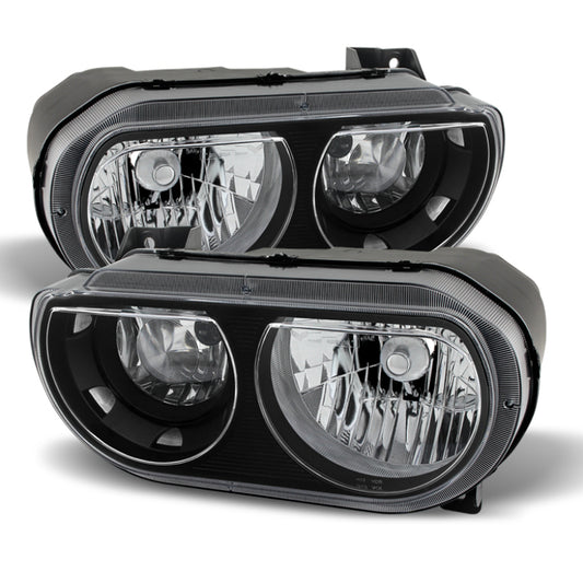 Xtune Dodge Challenger 08-13 Halogen Only (Does Not Fit Hid Model) Headlights Black HD-JH-DCHAL08-BK