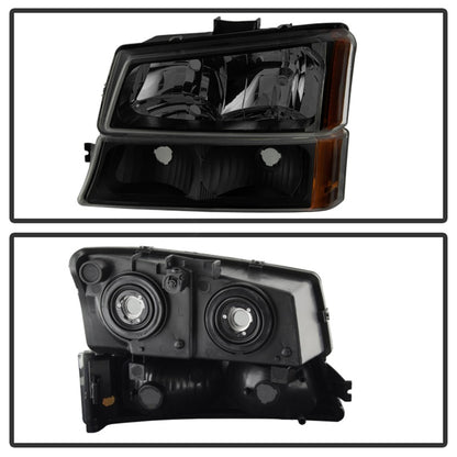 xTune Chevy Silverado 2500HD 03-06 Crystal Headlights w/ Bumper Lights HD-JH-CSIL03-AM-BSM-SET