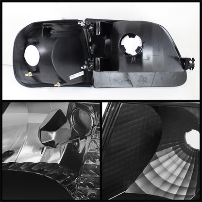 xTune Ford F150 97-03 / Expedition 97-02 Crystal Headlights w/Corner Black HD-JH-FF15097-SET-AM-BK