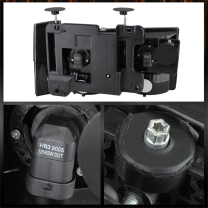 xTune GMC Yukon 92-93 Crystal Headlights w/ Corner & Bumper Black HD-JH-GMCCK88-AM-BK-SET