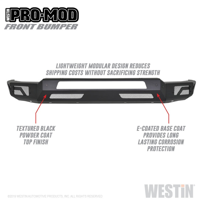Westin 2019 Dodge Ram 1500 ( Excludes 1500 Classic & Rebel Models ) Pro-Mod Front Bumper - Text. Blk