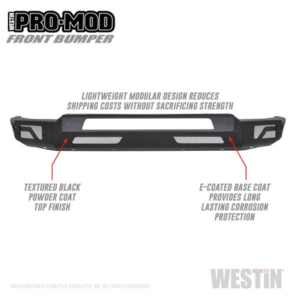 Westin 2019 Dodge Ram 1500 ( Excludes 1500 Classic & Rebel Models ) Pro-Mod Front Bumper - Text. Blk