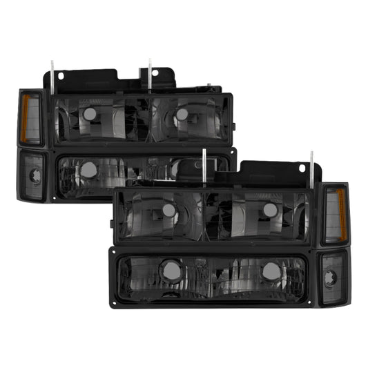 xTune Chevy Suburban 94-98 Headlights w/ Corner & Parking Lights 8pcs Smoked HD-JH-CCK88-AM-SM-SET