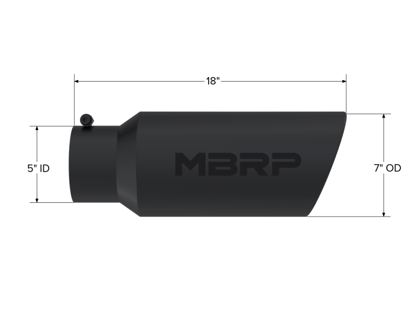 MBRP Universal Tip 7in O.D. Rolled End 5in inlet 18in length Black