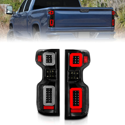 ANZO 19-21 Chevy Silverado Work Truck Full LED Taillights Blk Housing Clear Lens G2 (w/C light Bars)
