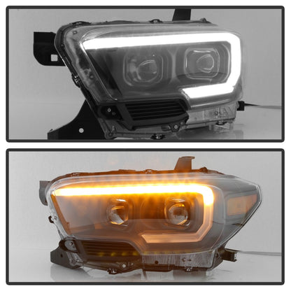 xTune 16-18 Toyota Tacoma SR/SR5 DRL Projector Headlights w/Turn Signal - Blk (PRO-JH-TTA16-SR-BK)