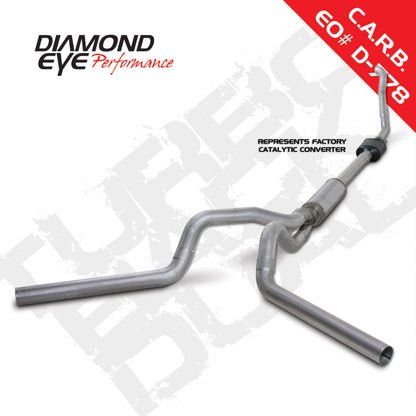 Diamond Eye KIT 4in Turbo Back DUAL AL: 94-97 FORD 7.3L F250/F350 PWRSTROKE NFS W/ CARB EQUIV STDS