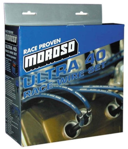 Moroso Chevrolet Small Block Ignition Wire Set - Ultra 40 - Unsleeved - HEI - Over Valve - Blue