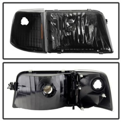 xTune Ford Ranger 93-97 Crystal Headlights w/ Corner Lights 4pcs Sets Black HD-JH-FR93-SET-BK