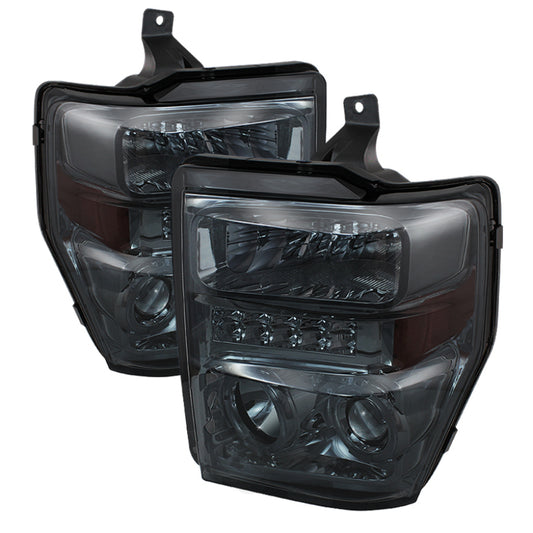 xTune Ford F250/350/450 Super Duty 08-10 Projector Headlights LED Halo Smoke PRO-JH-FS08-LED-SM