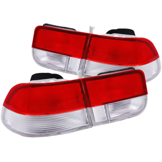 ANZO - 1996-2000 Honda Civic Taillights Red/Clear - OEM 4pc