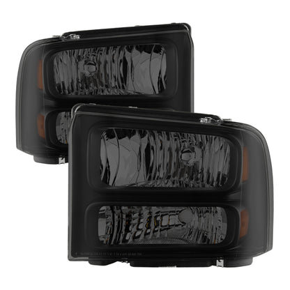 xTune Ford F250 F350 F450 Superduty Excursion 99-04 Headlights Black Smoked HD-JH-FF25099-HA-BSM