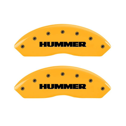 MGP 4 Caliper Covers Engraved Front & Rear Hummer Yellow Finish Black Char 2010 Hummer H3T