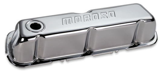 Moroso Ford 302/351W Valve Cover - w/Baffles - Stamped Steel Chrome Plated - Pair