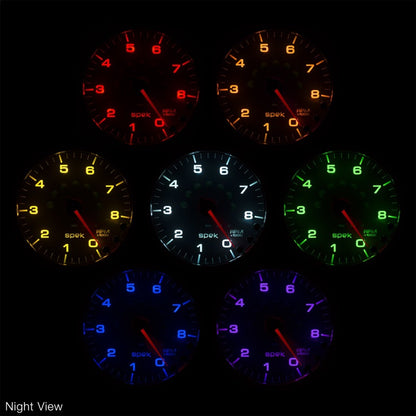 Autometer Spek-Pro Gauge Tach 2 1/16in 8K Rpm W/ Shift Light & Peak Mem Blk/Chrm