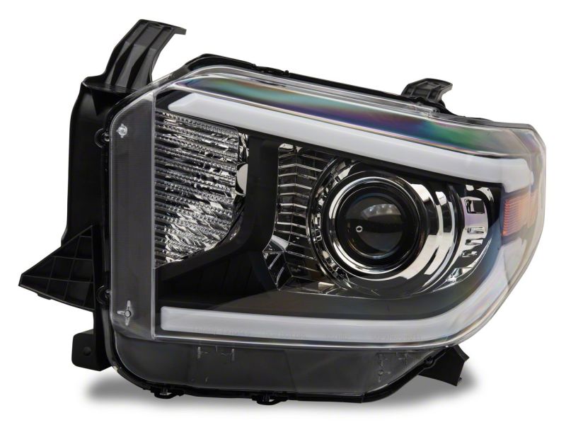 Raxiom 14-21 Toyota Tundra Axial Series Projector Headlights w/ LED Bar- Blk Housing (Clear Lens)