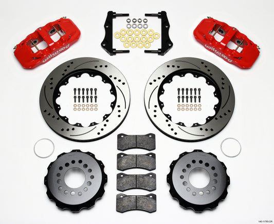 Wilwood AERO4 Rear Kit 14.25in Drilled Red 2006-10 Magnum/Challenger/Charger/300C