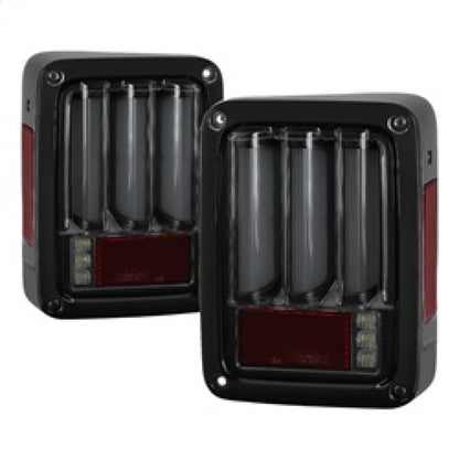 Spyder 07-16 Jeep Wrangler Version 2 Light Bar LED Tail Lights - Smoke (ALT-YD-JWA07V2-LBLED-BSM)